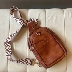 ASOS Tan Crossbody Bag with Zigzag Strap